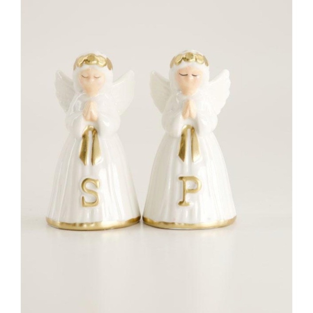 Cracker Barrel Angel Salt and Pepper Ceramic Shaker White and Gold Set NEW 2026